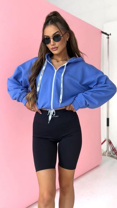Bluza rozpinana z taśmami lato z kapturem jeans Varlesca chicaca Millagro XS S M L