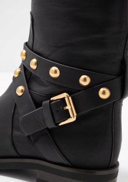 SEE BY CHLOE DAMSKIE SKÓRA kozaki czarne nowe 35 złote ćwieki