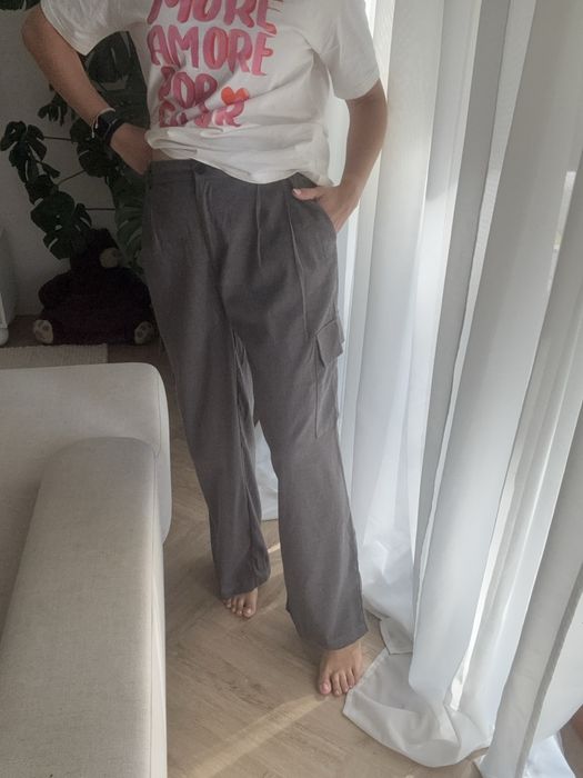Szare spodnie XL bojowki eleganckie codzienne