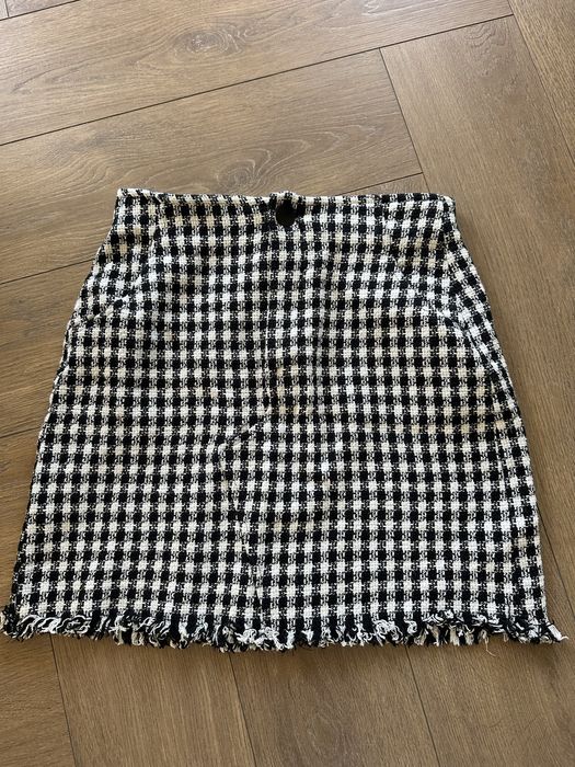Spodniczka mini krata kratka tweed tweedowa krotka pepitka