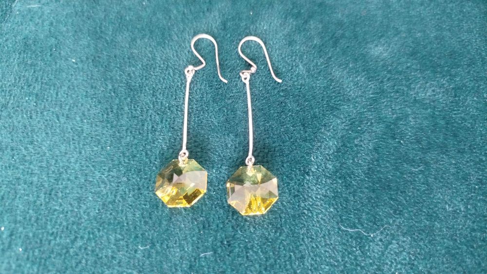 Kolczyki nowe długie srebrne 925 Swarovski Light Topaz