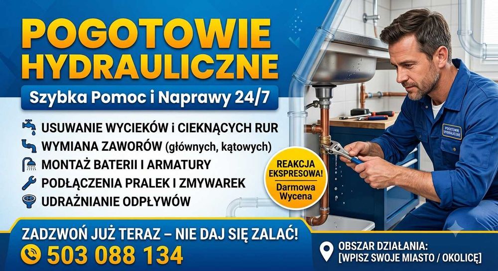 Hydraulik -Pogotowie hydrauliczne-szybka pomoc i naprawa