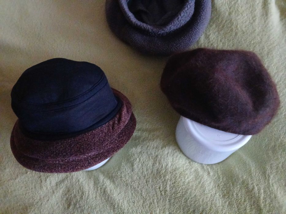 3 sztuki czapki kapelusze ciepłe angielskie zimowe ELEGANCKIE