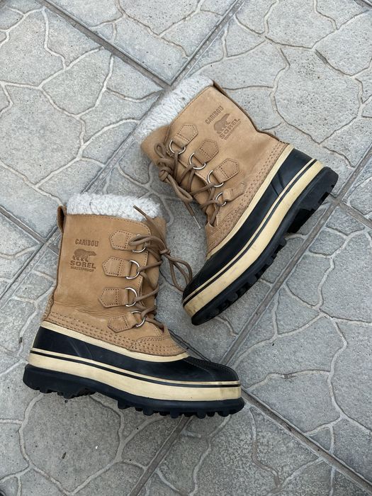кожаные зимние непромокаемые сапоги чоботи снегоходы sorel 36-36,5p