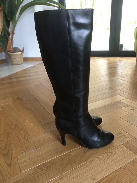 Buty kozaki r. 36 czarne na obcasie szpilce przejsciowe