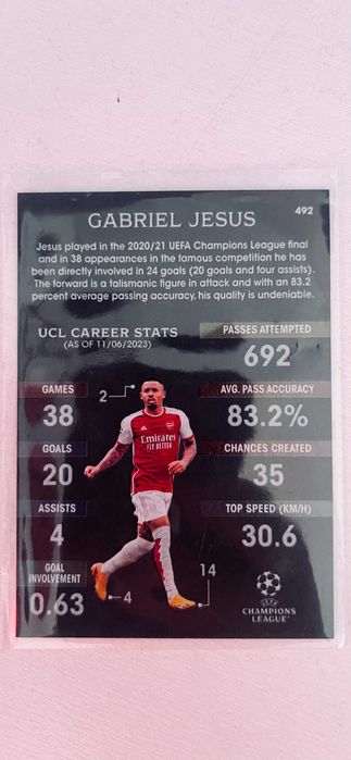 Topps Match Attax CL 25/26 Black Edge Edition Gabriel Jesus No.492