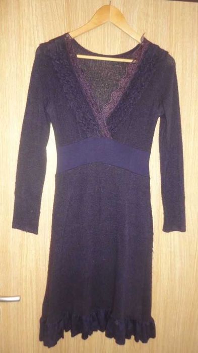 Women's Purple Knit Dress with Lining