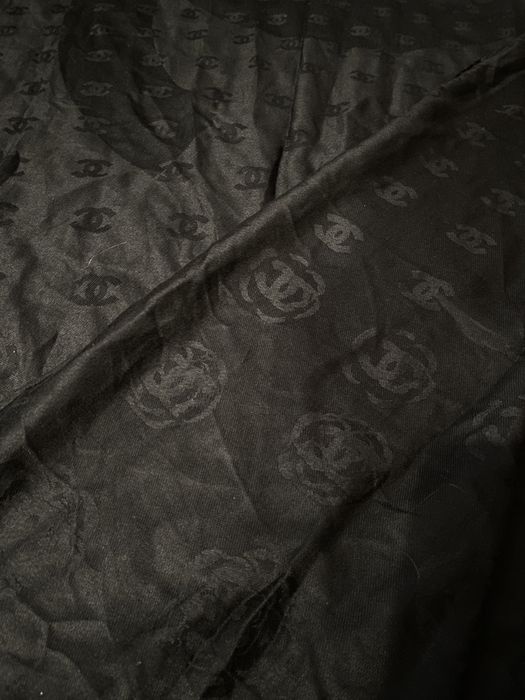 Чорний шарф палантин шовк хустка платок chanel оригінал