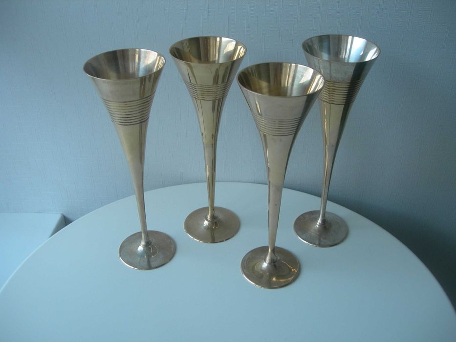 Бокалы, бронза, Англия, большие, h 24 см, 4 шт