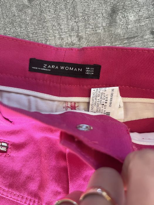 Spodnie rozowe zara wysoki stan