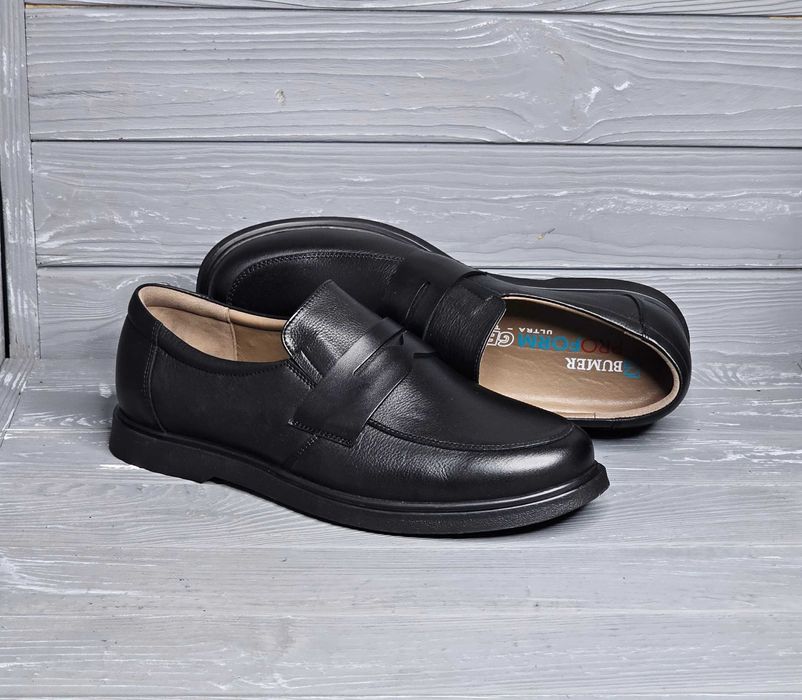 Кожаные мужские черные коричневые туфли лоферы ТМ Bumer / Бумер!