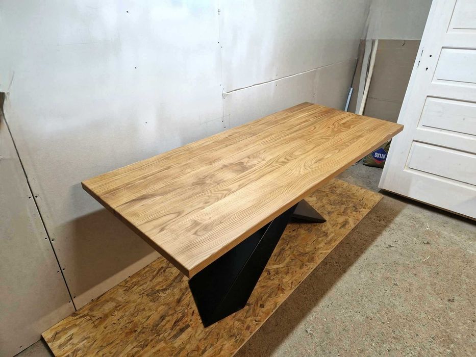 Nowoczesny Stół dębowy noga krzyżowa pająk loft