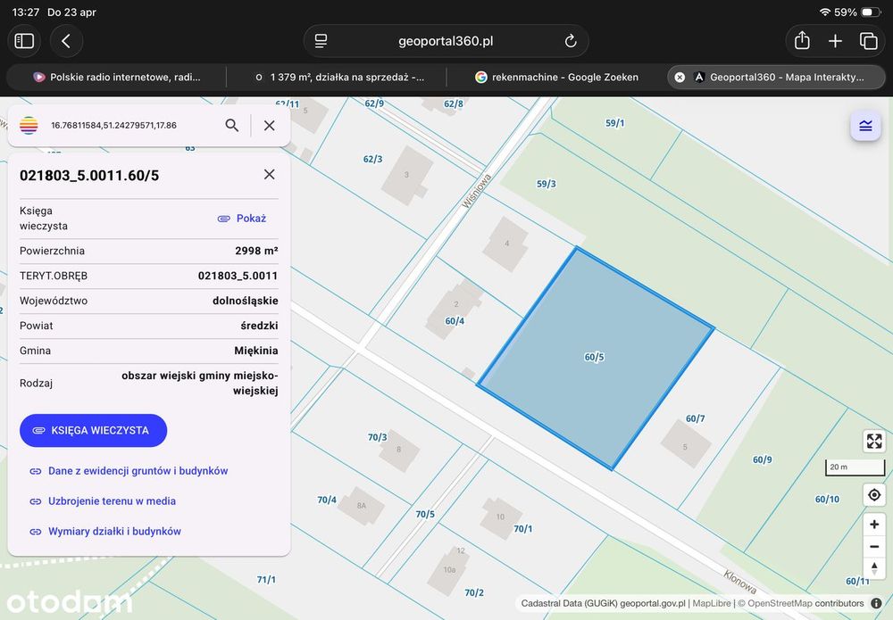 Działka budowlana 3000 m² w otoczeniu lasu
