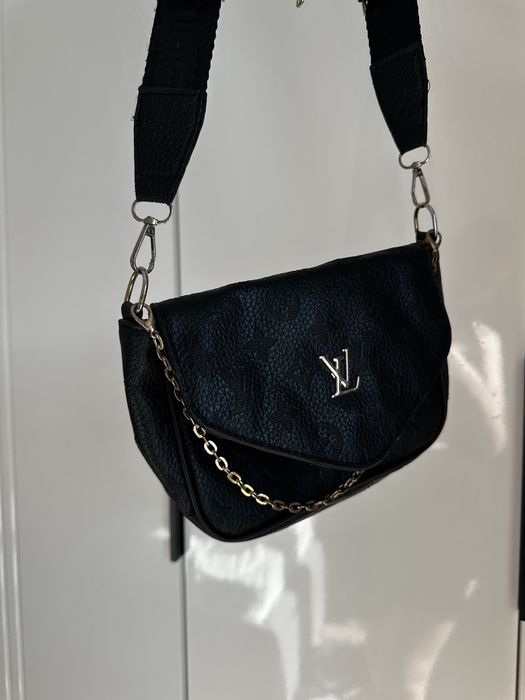 Черная сумка через плечо с кошельком (LV style)