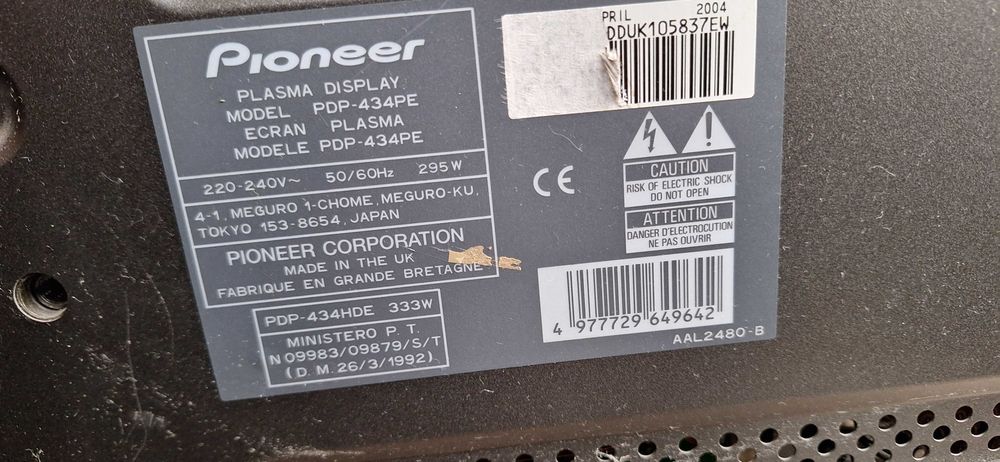 Plasma Pioneer PDP-434PE