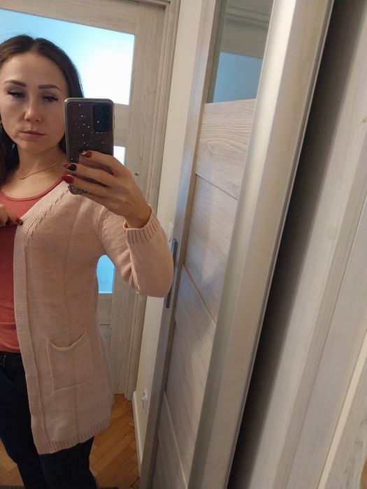 Kardigan pudrowy róż. Nowy