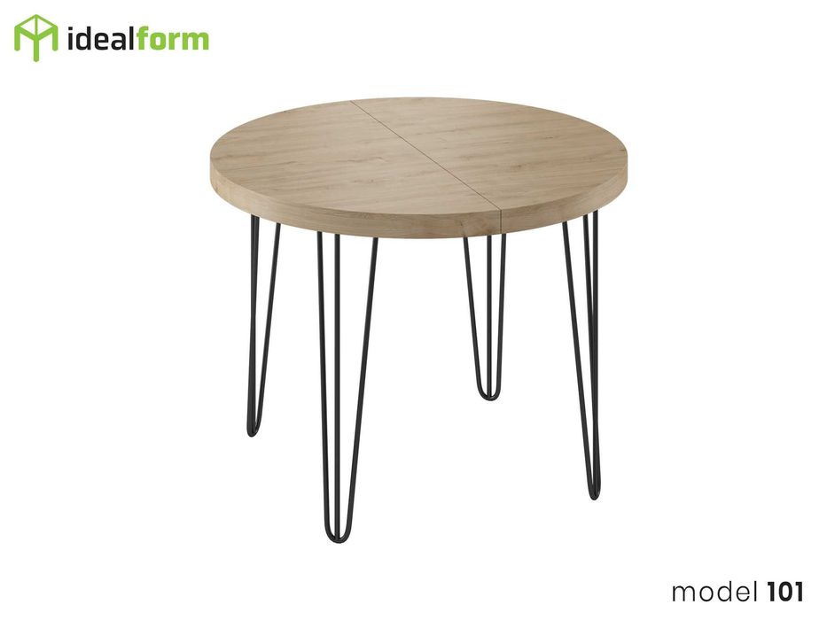 Stół okrągły, rozkładany, loft, industrial