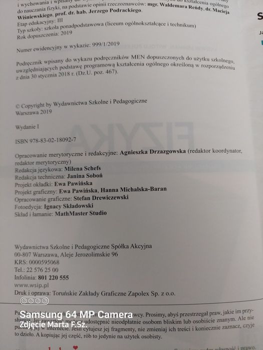 Fizyka 1 , Zakres podstawowy