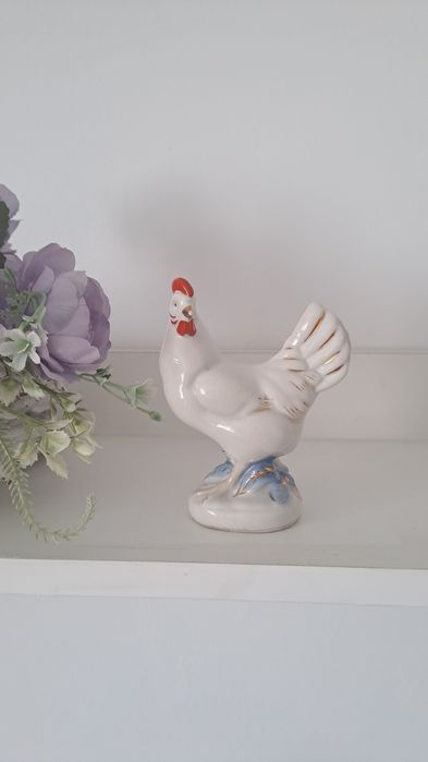 Figurka porcelanowa ceramiczna kura Gżel Vintage kolekcjonerska