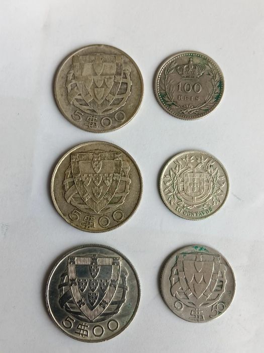 6 moedas de prata diversas
