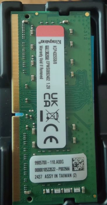 Оперативна пам'ять Kingston на 8 ram в ноодбук