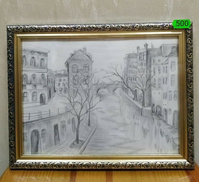 Картина місто графіка (21×27).Ціна 500грн