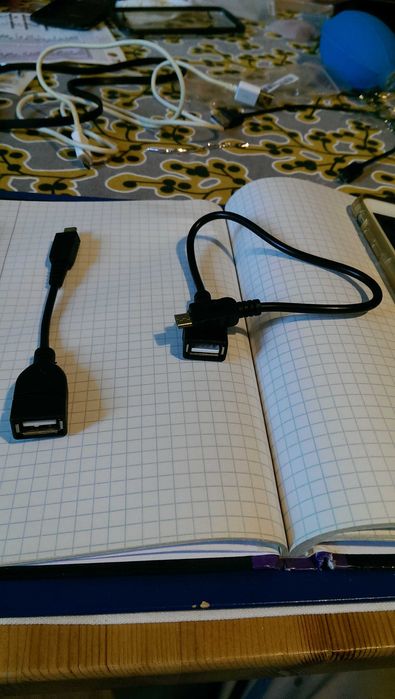 Przewód Host USB żeński- micro USB męski, 12 cm, 27 cm, 2 sztuki;