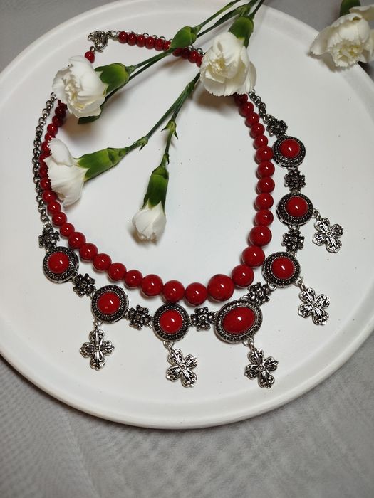 Бусы коралі червоне намисто зі справжнього коралу згарда до вишиванки