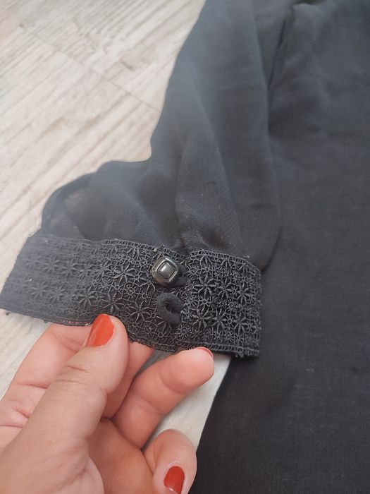 Mango Suit 38 M bluzka damska prześwitująca żabot falbana elegancka