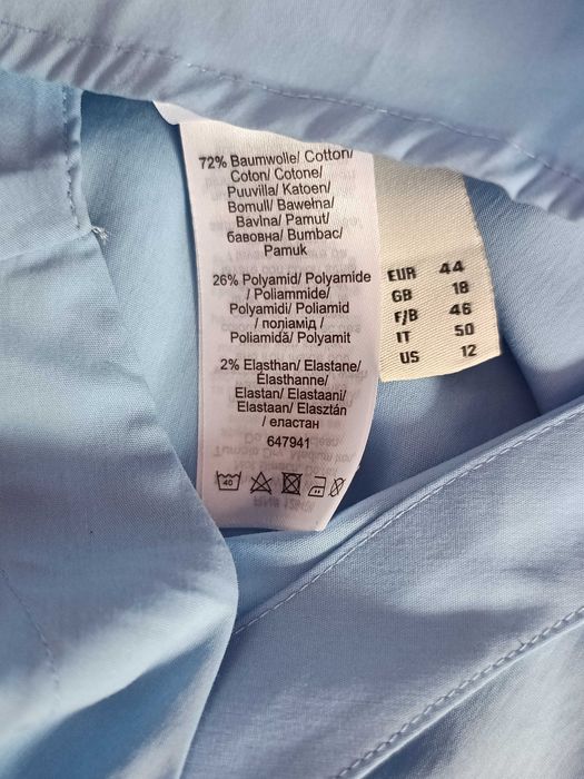 Błękitna niebieska sukienka midi bawełna dekolt V 44 XXL lato wesele