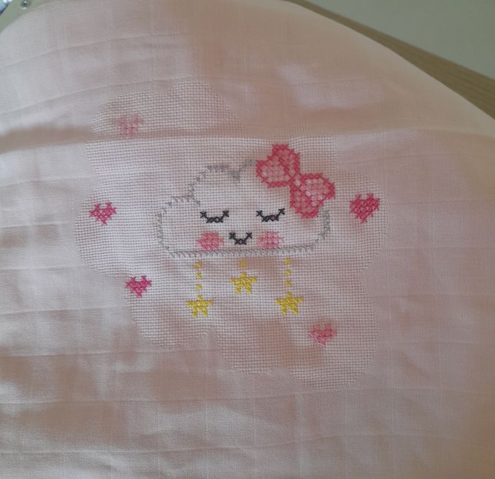 Fralda rosa bebe bordada