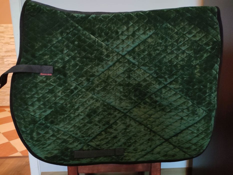 Czaprak aksamitny zielony w kształcie prostokąta