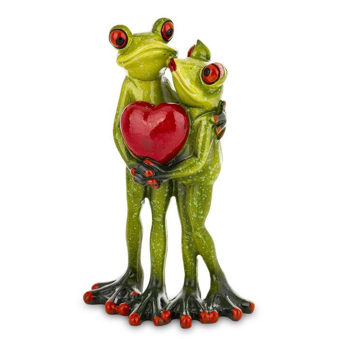 Figurka para żabek trzymająca serce zakochana