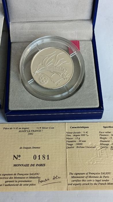 Moeda prata prof de 1/4€ França de 2002