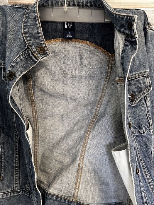 Kurtka damska jeansowa bez kołnierza GAP