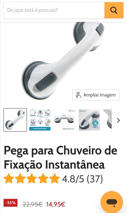 Suporte /barra de apoio chuveiro banheira de ventosa S/ furos