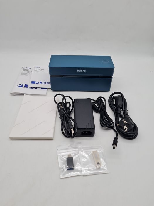 POLONO PL80e Termiczna drukarka etykiet wysyłkowych Bluetooth, niebieska 100x150