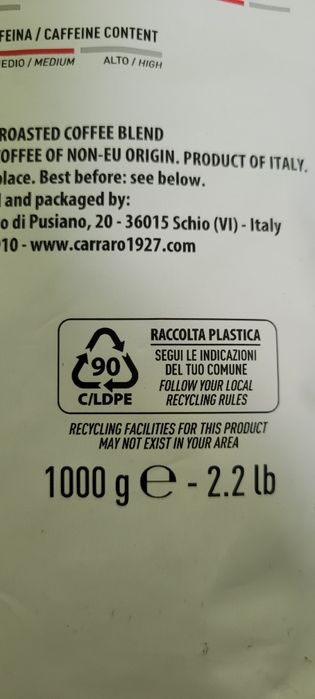 Kawa Ziarnista Carraro Primo Mattino 1000g