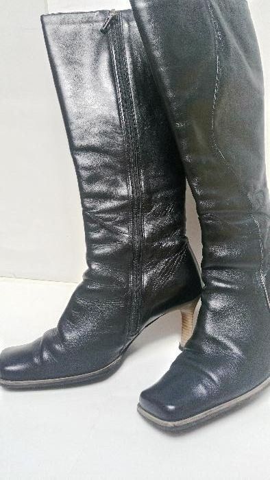 buty zimowe skórzane kozaki na obcasie LIZARD rozm 40 wkładka 27,5 cm