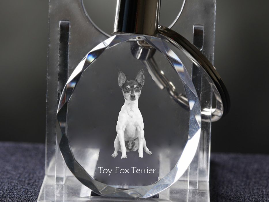 Amerykański toy terrier brelok do kluczy owalny z koniem Art-Dog