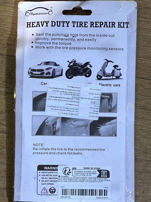 Kit de Reparação de Pneus Heavy Duty - Carro, Mota e Elétricos (Novo)
