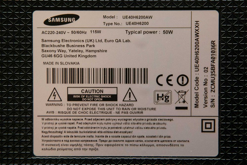 Телевизор Samsung UE40H6200 AW флеш память блок питания t-con плата: 1 ...