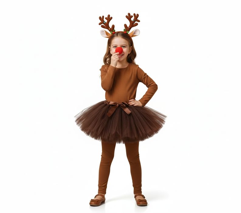 Strój przebranie kostium Rudolf Renifer brązowy komplet nowy