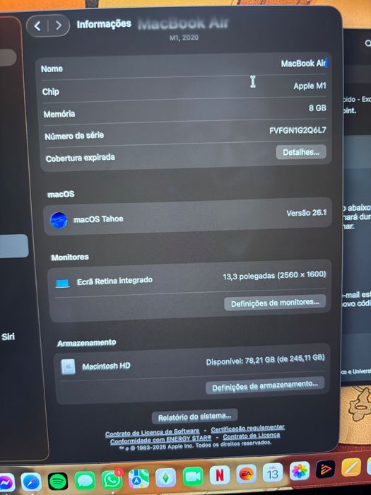 Apple MacBook Air 13″ (2020) com Puce M1