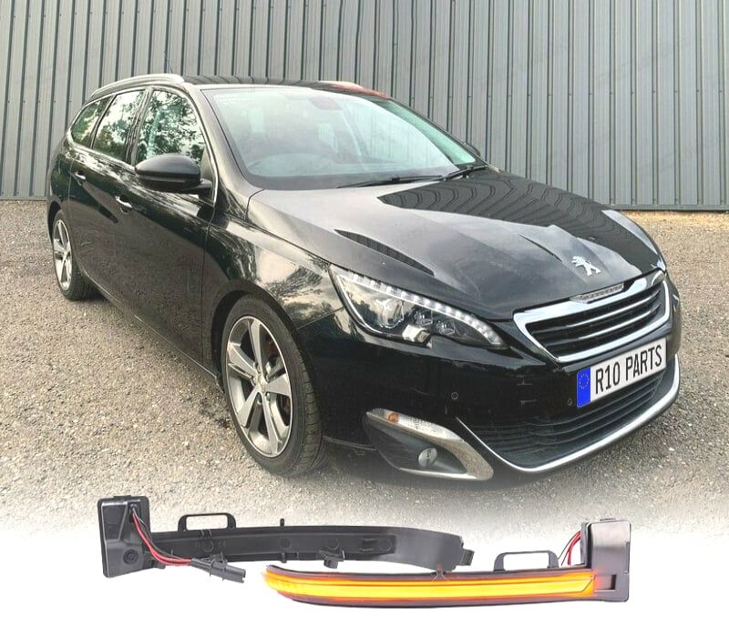 PISCAS ESPELHO PEUGEOT 308 13-17 LED DINÁMICOS FUMADOS