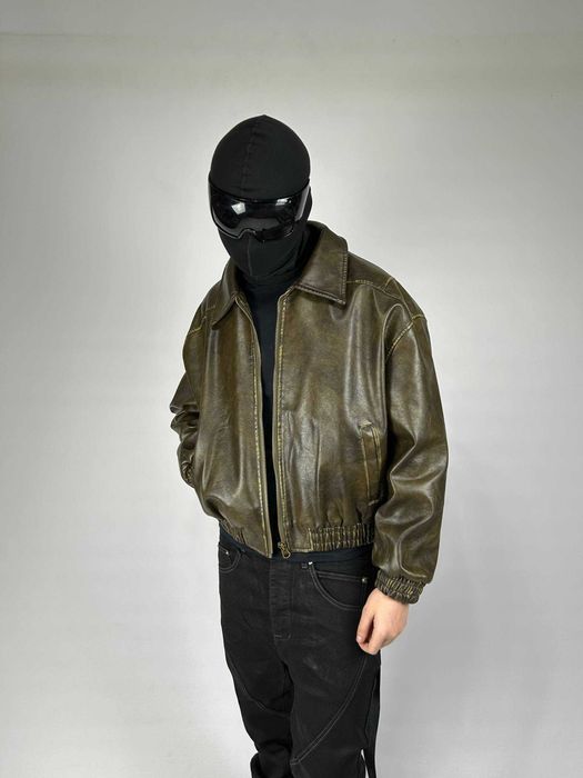Бомбер коричневий куртка курточка opium archive jacket шкіряна