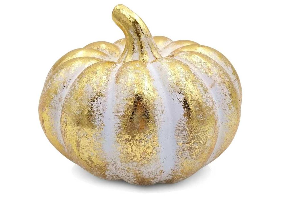 Sztuczna dynia złota figurka ozdobna duża dekoracja jesienna 14cm