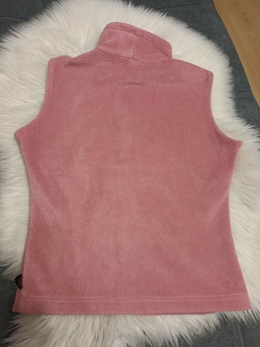 Kamizelka damska bezrękawnik polar brudny róż na suwak vintage Ewrino