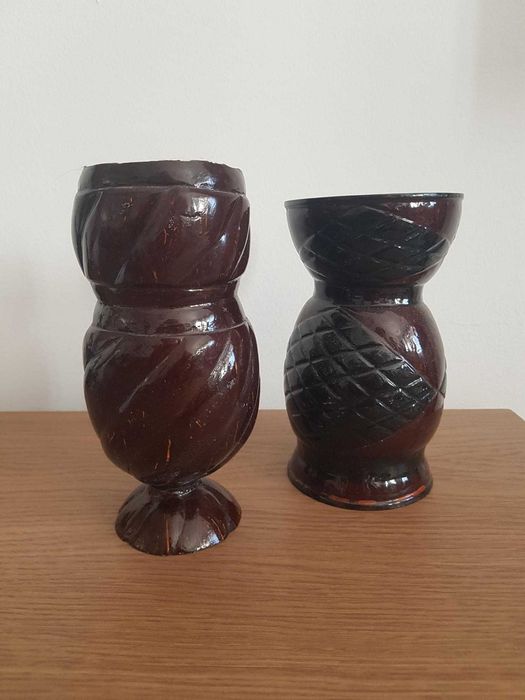 Jarras Decorativas Entalhadas Africanas em Casca