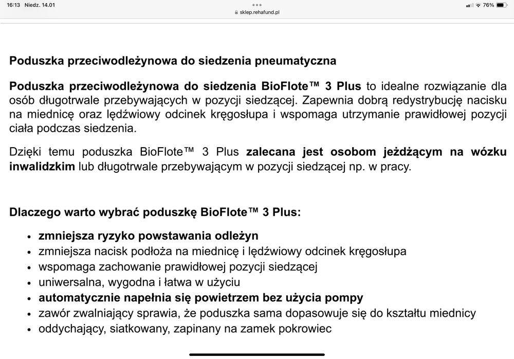 Poduszka przeciwodleżynowa